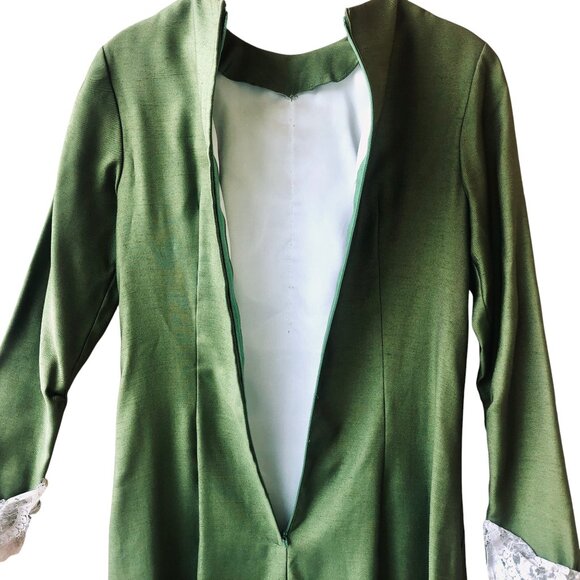 Vintage 60's Green Dress with Lace Handmade Edwardian MOD Cos Play XS XXS - Picture 15 of 16